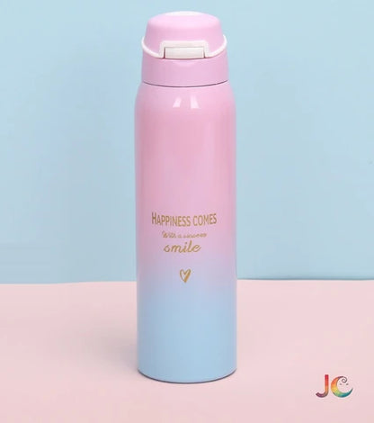 Happy Time Insulated Steel Water Bottle – 750 ML Pastel Gradient Bottle