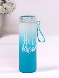 Hello Master Glass Water Bottle – Gradient Frosted Bottle with Strap