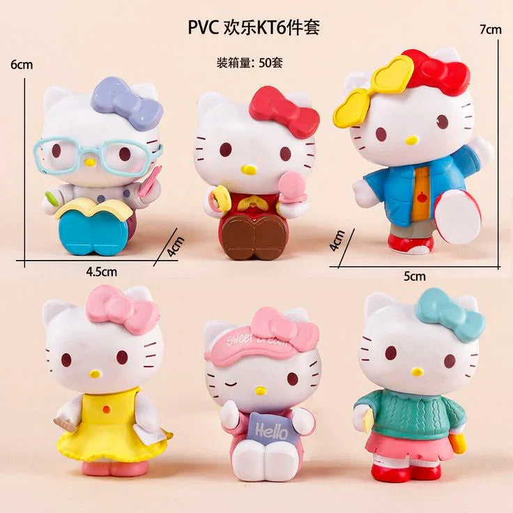 Hello Kitty Mini Figure Set – 6 PCS Cute Collectible Toys (4–7 cm) - Drakon Lifestyle India