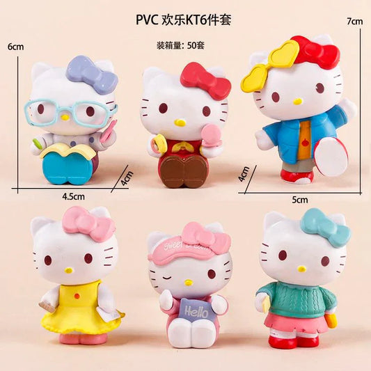 Hello Kitty Mini Figure Set – 6 PCS Cute Collectible Toys (4–7 cm) - Drakon Lifestyle India