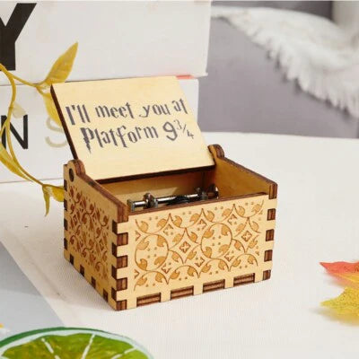 Harry Potter Platform 9¾ Music Box - "I'll Meet You At" Quote Wooden Hand Crank