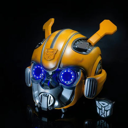 Bumblebee helmet front view LED light eyes detailed Transformers wearable helmet