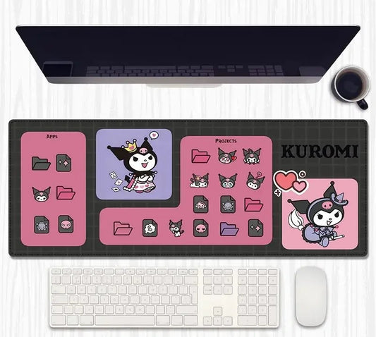 Sanrio Kuromi Office Apps Projects Desk Mat - Kawaii Work Folders Gaming Pad