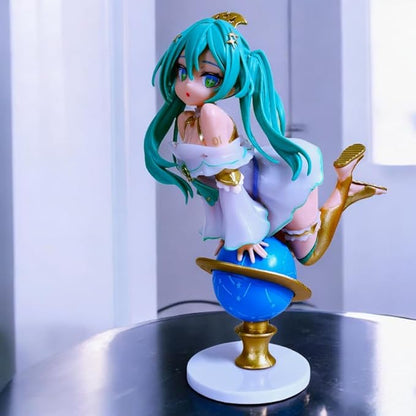 Hatsune Miku Celestial Globe Pose Action Figure – Vocaloid Anime Collectible (17 cm)