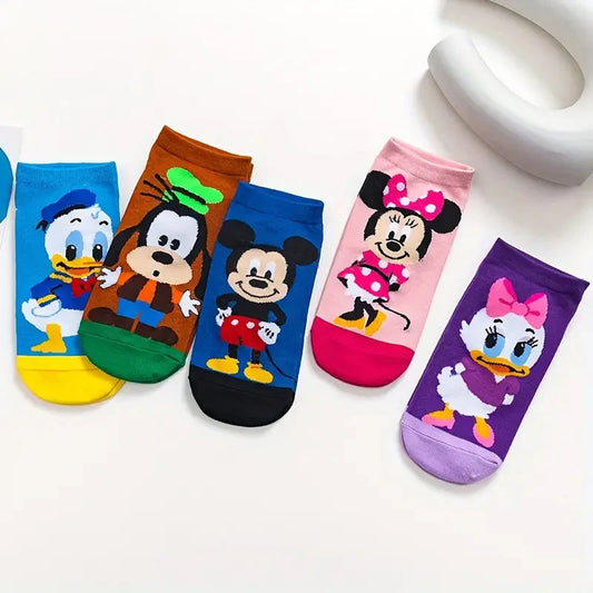 Mickey & Friends Cartoon Ankle Socks Set (Pack of 5)