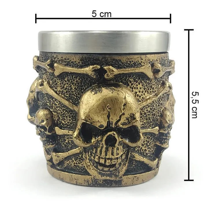 Mini Skull Bones Shot Glass – 5.5 cm Metal Look Resin Cup