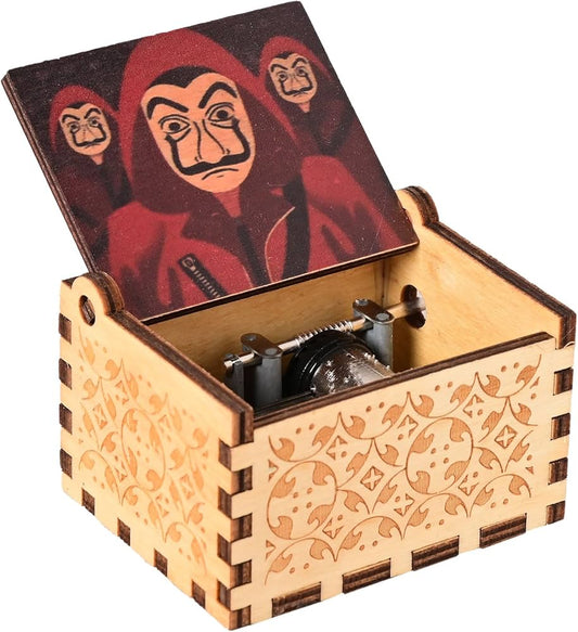 Money Heist La Casa Papel Red Masks Music Box - Wooden Crank