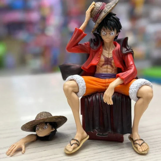 One Piece - Luffy Sitting on Box Action Figure with Double Head – 17.5 cm - Drakon Lifestyle India