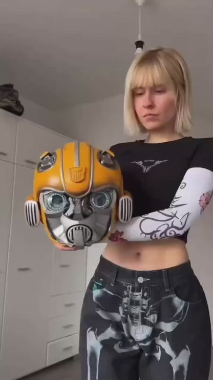 Killerbody 1:1 Scale Transformers - Bumblebee Wearable Helmet with Voice Control LED Lights – Realistic Collectible