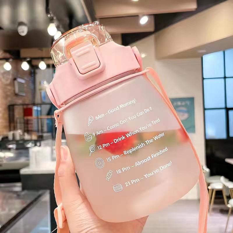 Motivational Quotes Water Bottle – Trendy Time Marker Bottle with Strap