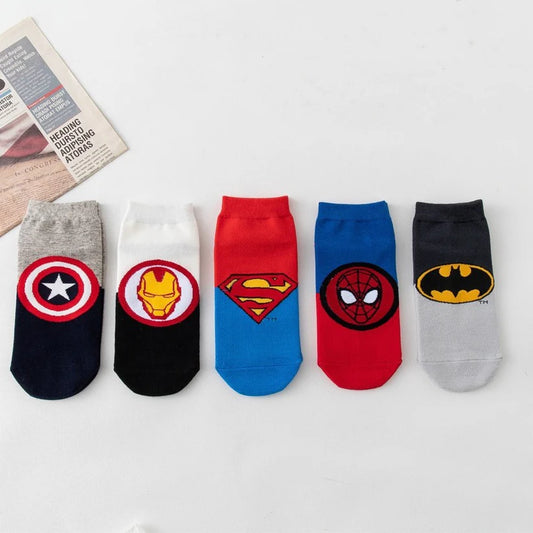 Superhero Logo Ankle Socks Set (Pack of 5)