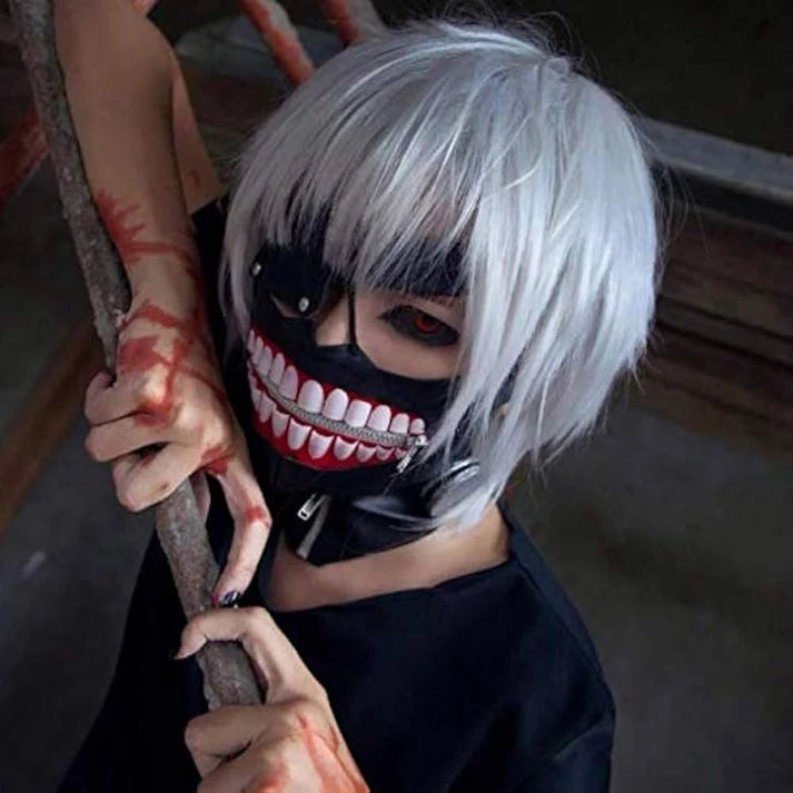 Tokyo Ghoul Ken Kaneki White Anime Cosplay Wig - Without Mask