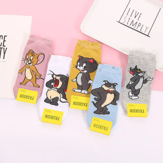 Tom and Jerry Cartoon Crew Socks Set (Pack of 5)