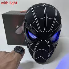 Black Spider-man LED Mask with Finger Remote – Light-Up Eye Cosplay