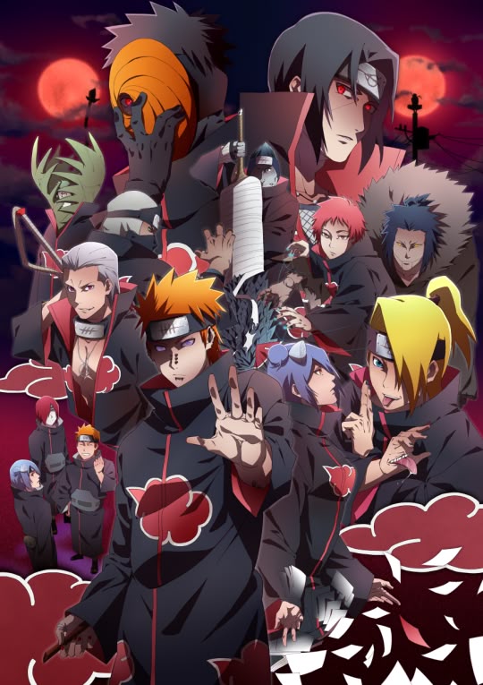 Naruto Akatsuki Villains Wall Hanging Scroll – Full Organization Collage