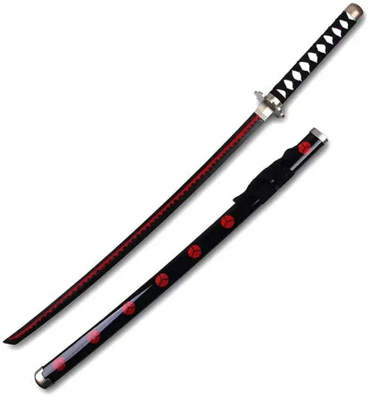 One Piece Zoro- Yubashiri  Anime Bamboo Wooden Katana – Black & Red Cosplay Collectible Prop